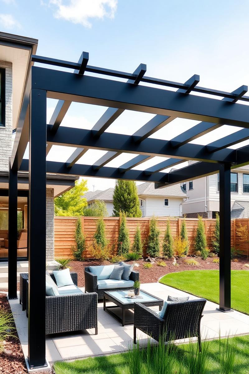 Custom cedar pergola shading a patio at an Ottawa home built by Fence Masters